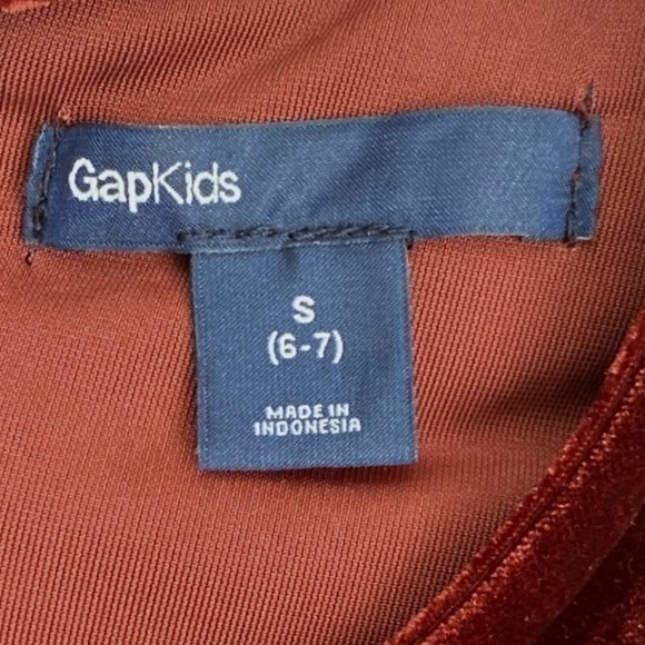 Gap Kids Velvet Long Sleeve Midi Dress Girls S/6-7 Burgundy Thanksgiving Holiday - Picture 7 of 8
